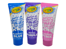 LOT of 3 Crayola Kids Bathtub Finger Paint Soap 3 Fl Oz Tube Pink, Purple, Blue - £12.71 GBP