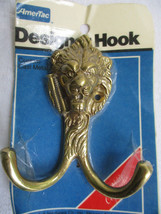 NEW AMERTAC Lion Head Designer Wall Double Hook Custom Cast Brass Metal ... - $23.74