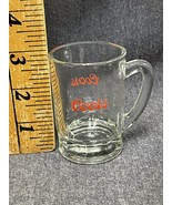 Coors 3 Oz /3&quot; Mini Mug Shot-glass Clear Glass w/handle Red Letters - £6.05 GBP