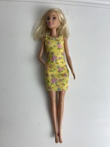 Tropical Barbie Doll Loose Blonde Hair Yellow Floral dress 11&quot; - £7.13 GBP