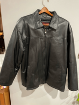 Leather Moto Biker Jacket- Frequency Outerwear -Mens Black w/Fleece EUC ... - £38.92 GBP
