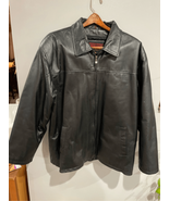 Leather Moto Biker Jacket- Frequency Outerwear -Mens Black w/Fleece EUC ... - £38.89 GBP