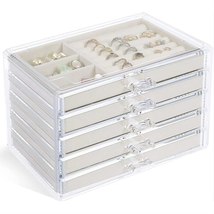 5 Drawers Multi Layer Acrylic Jewelry Organizer for Girl Earrings Display Transp - £57.76 GBP