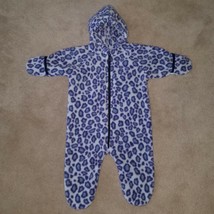 Blue Purple Leopard Print Fleece Hooded Footie Sleeper Baby Approx 9 Months - £12.51 GBP