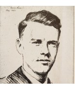 1927 Aviation Charles Lindbergh Art Print Antique Levon West Portrait - $27.43 CAD