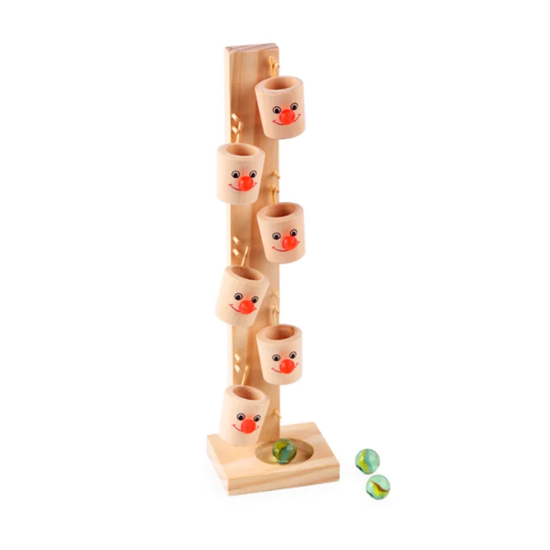 Baby Montessori Clown Pattern Wooden Blocks Tree Marble Ball Run Track Game - £12.93 GBP+