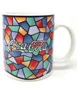 COCA-COLA Tiffany Stained Glass Sign Patern Coffee Mug 1996 Gibson - £9.43 GBP
