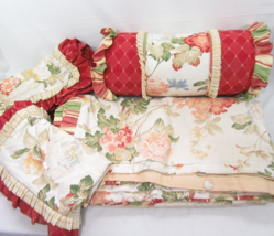 RICHLOOM Rosewood Floral Ruffled Custom 4-PC Queen Duvet Cover Set with Pillow - £199.83 GBP