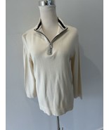 Calvin Klein Off White 1/4 Zip Sweater - $658.58 MXN