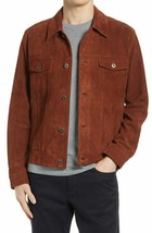 Mens Trucker Suede Leather Shirt Jacket Men Leather Suede Trucker Jacket #23 - £114.30 GBP+