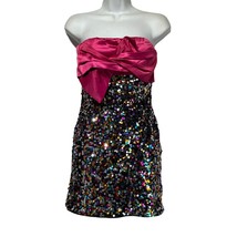 A. Calin flying tomato pink Sequins Strapless mini Party dress Size S - $24.74