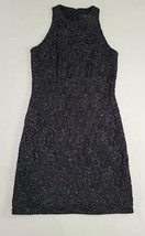 Carmen Marc Valvo Womans Sz 6 Black Beaded Sheer Lined Formal Cocktail Dress - £38.84 GBP