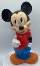 Vintage Disney Mickey Mouse Vinyl Piggy Bank 11.75&quot; Illco Toys 1970&#39;s w ... - $14.24