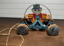 Vintage Circus rotating Monkey Bell wood/metal pull toy - £27.89 GBP