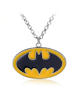 NEW BATMAN DC COMICS BATSIGNAL BAT SIGNAL YELLOW BLACK MENS NECKLACE 18&quot;... - $20.21 CAD