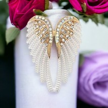 White Angel Wings Brooch Pin Clear Crystals - £9.07 GBP