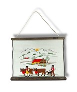 Vintage Scandinavian Swedish Dutch Wall Hanging Embroidery Farm Scene Ru... - £19.73 GBP