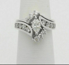 2.90CT Marquise Cut CZ Bague de fiançailles en argent 925 plaqué or blanc... - £94.85 GBP