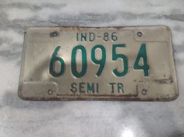 Vintage 1986 Indiana Semi Trailer License Plate 60954 Expired Green Text - $12.87
