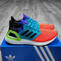 Adidas Ultraboost 20 Mens Size 7.5 Running Shoes Red Blue - £59.34 GBP