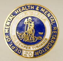 Vintage 20 Year Virginia State Department of Mental Health Worker Lapel Pin - $12.86