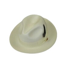Men's Milani Straw Braided Fedora Hat Soft Crushable FDS-002 Solid Ivory image 3