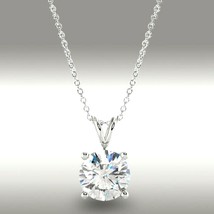 2Ct Lab-Created Moissanite Solitaire Pendant 18&quot; White Gold Plated Silver - £63.67 GBP