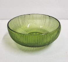 E O Brody Green Glass Bowl 6” Vintage Avocado Olive Green Ribbed Candy Dish - $10.00
