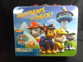 Nickelodeon Paw Patrol puzzle in 3D tin suitcase lunchbox 24 pcs New Sealed - $9.95