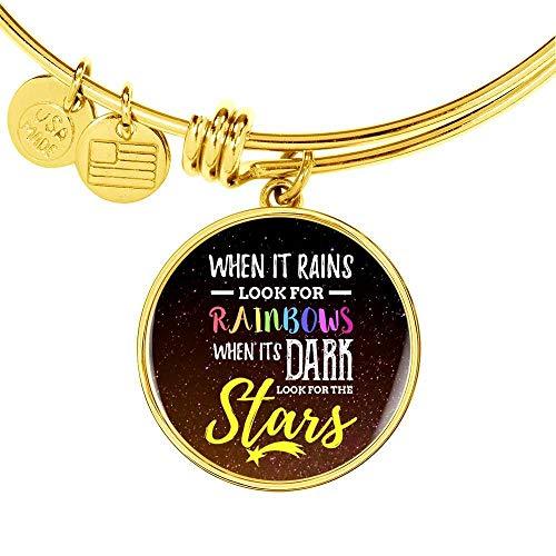 Primary image for Express Your Love Gifts Inspirational Message Gift When It Rains Circle Bangle B
