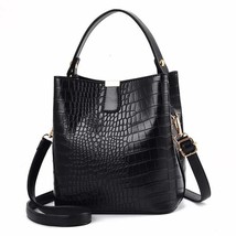 Retro Bucket Bags Women Alligator Pattern Handbag Capacity Casual Shoulder Messe - £23.63 GBP