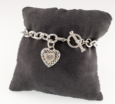 Gorgeous Sterling Silver and 14k Yellow Gold Heart Charm Bracelet - £280.45 GBP