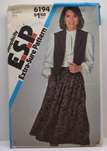VTG ESP Simplicity 6194 Sewing Pattern K Miss 8-10-12 Skirt Blouse Vest - £14.94 GBP