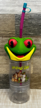 Rainforest Cafe Tree Frog 3D Head Travel Cup Water Bottle Souvenir w/ Straw - $11.64