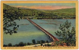 Postcard Rockville Bridge Longest Stone Arch In World Harrisburg Pennsyl... - $2.96