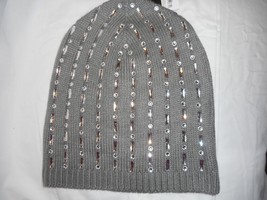 Women&#39;s Mixit Jeweled Beanie Hats Heather Grey New - £10.51 GBP