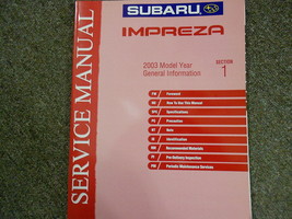 2003 Subaru Impreza General Information Section 1 Service Repair Shop Ma... - $40.04