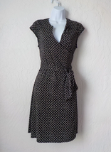 VTG Y2K The Limited Black Wrap Fit Flare Dress Women size 2 Geometric Print Bow - £15.77 GBP