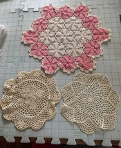 Vintage Crocheted Doily Set of 3 #7h - £7.96 GBP