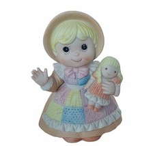 Homco figurine baby girl Bonnet doll patch dress Home Interior Gift vtg decor - £15.78 GBP