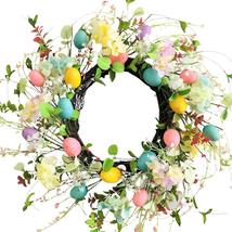 Door Wreath Simulation Egg Wreath Easter Flower Ring Door Hanging Decor - £24.73 GBP
