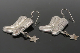 925 Sterling Silver - Vintage Pair Of Cowboy Boots Motif Drop Earrings - EG5876 - £24.29 GBP
