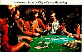 Casino Gambling Blackjack Hello From Atlantic City NJ 1980 Chrome Postcard A6 - $4.03