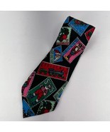 Vintage Addiction Christmas Tie Santa Claus Stamp Silk Xmas 90s Read Des... - $11.62