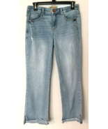 Democracy Ab technology size 6 stretch distressed blue denim raw hem - £12.51 GBP