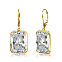Real Silver 925 Earring For Women Trend Aquamarine Earrings Gold Plated Annivers - £36.30 GBP