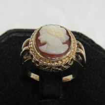 10k Yellow Gold Victorian Cameo Ring Sz 6.5 Ladie&#39;s 4.5g Vintage EM-R - £254.01 GBP