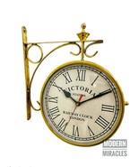 8&#39;&#39; Nautical Brass Double Sided Railway Station Wall Clock For Decor Hal... - £66.43 GBP