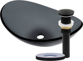 Bathroom Sink Set With Glass Vessel By Novatto, Matte Black. - $103.96