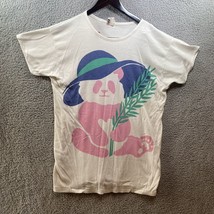 VTG Nancy Scott T Shirt Pink Panda Bear With Hat Size 38 SS Made In USA - $13.50